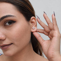 Silver Crescent Moon Pave Studs – view 2