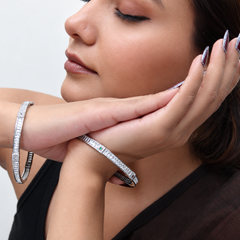 Silver Double-Row CZ Slim Bangle – view 2