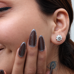 Silver Pave Flower Oxidised Centre Studs – view 3