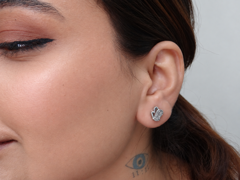 Silver Pave Butterfly Wing Studs – view 3