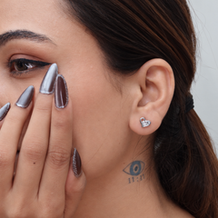 Silver Open Double Heart Pave Studs – view 3