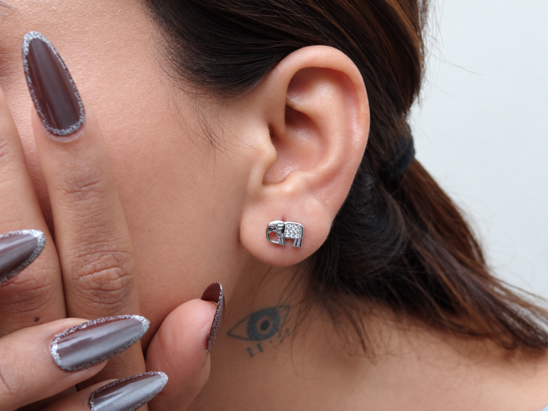 Silver Pave Elephant Studs – view 2