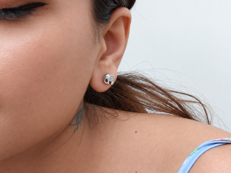 Silver Pave Elephant Studs – view 3